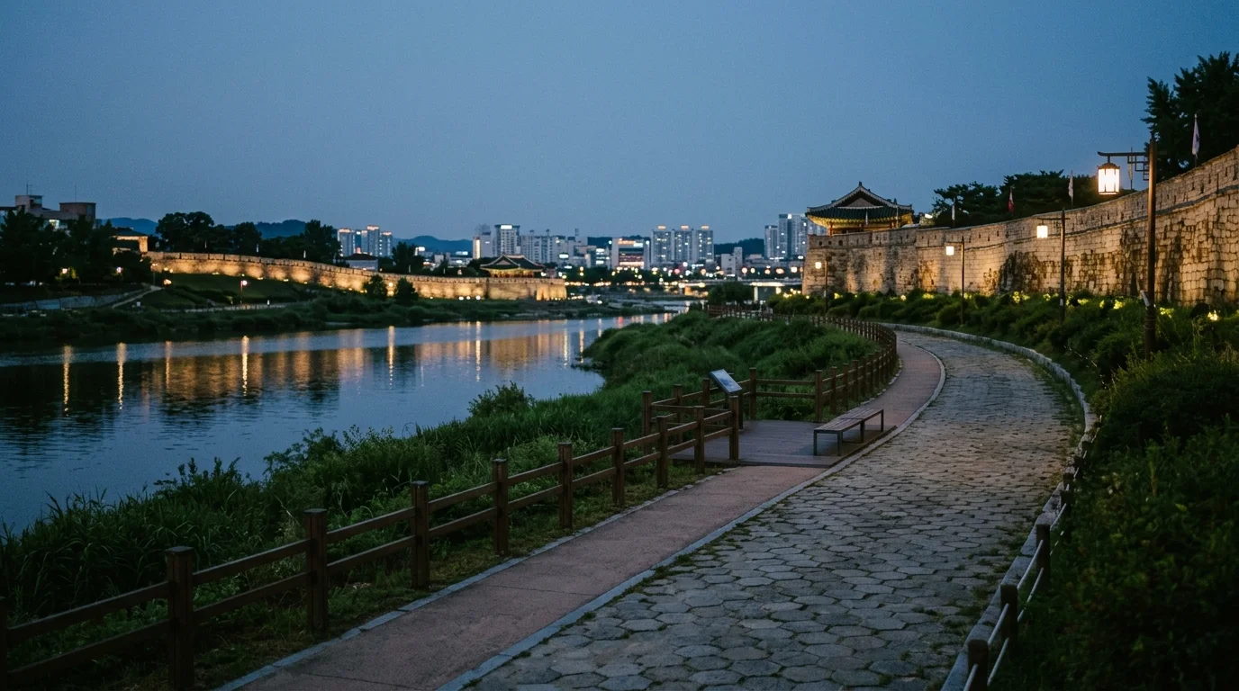 진주 남강 사진이 남는 구간은 보행 흐름을 끊지 않는다