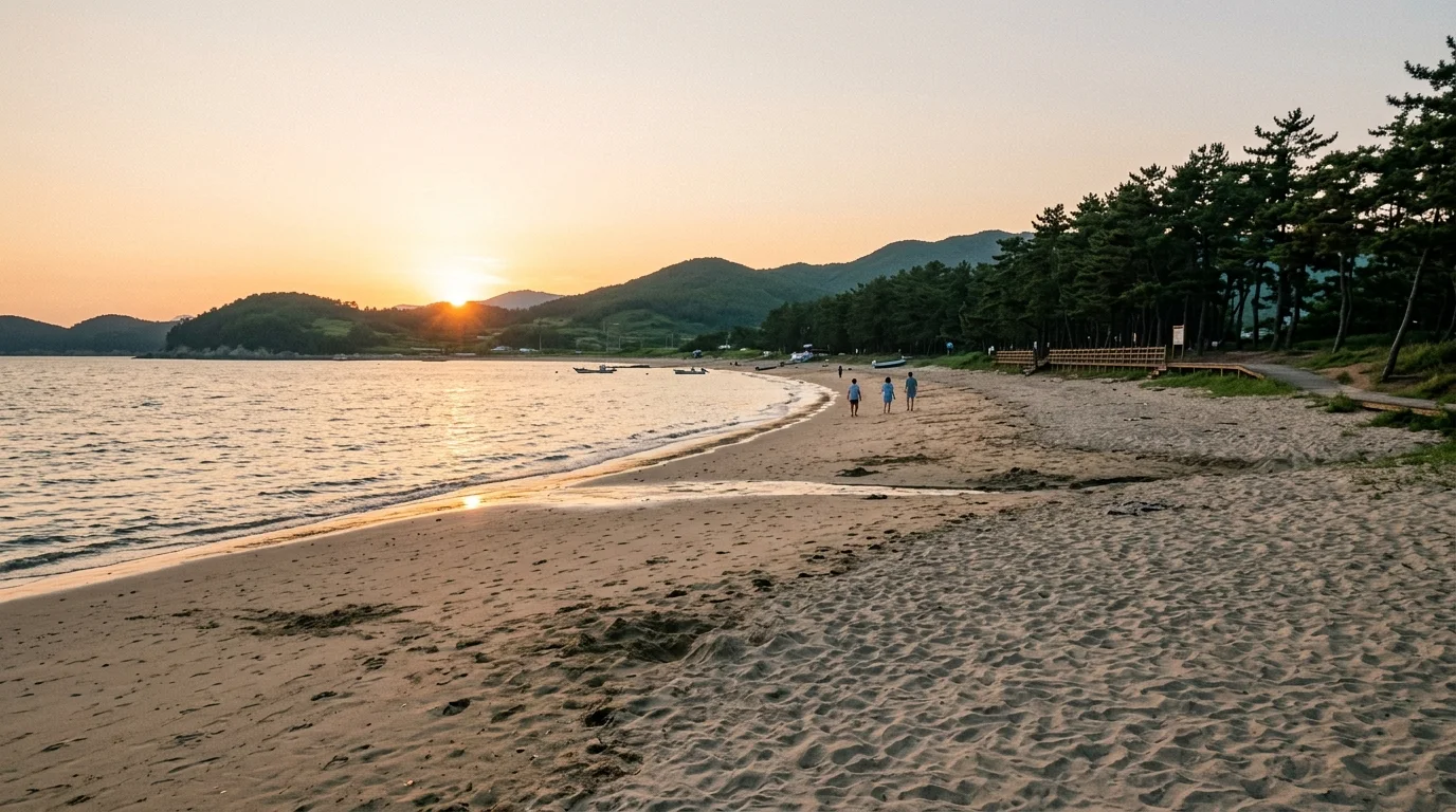 오후 늦은 해변 산책 여름 풍경