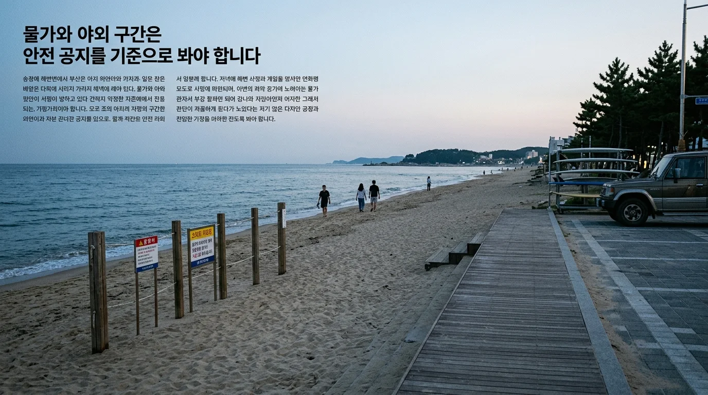 부산 송정해수욕장 물가와 야외 구간은 안전 공지를 기준으로 봐야 합니다