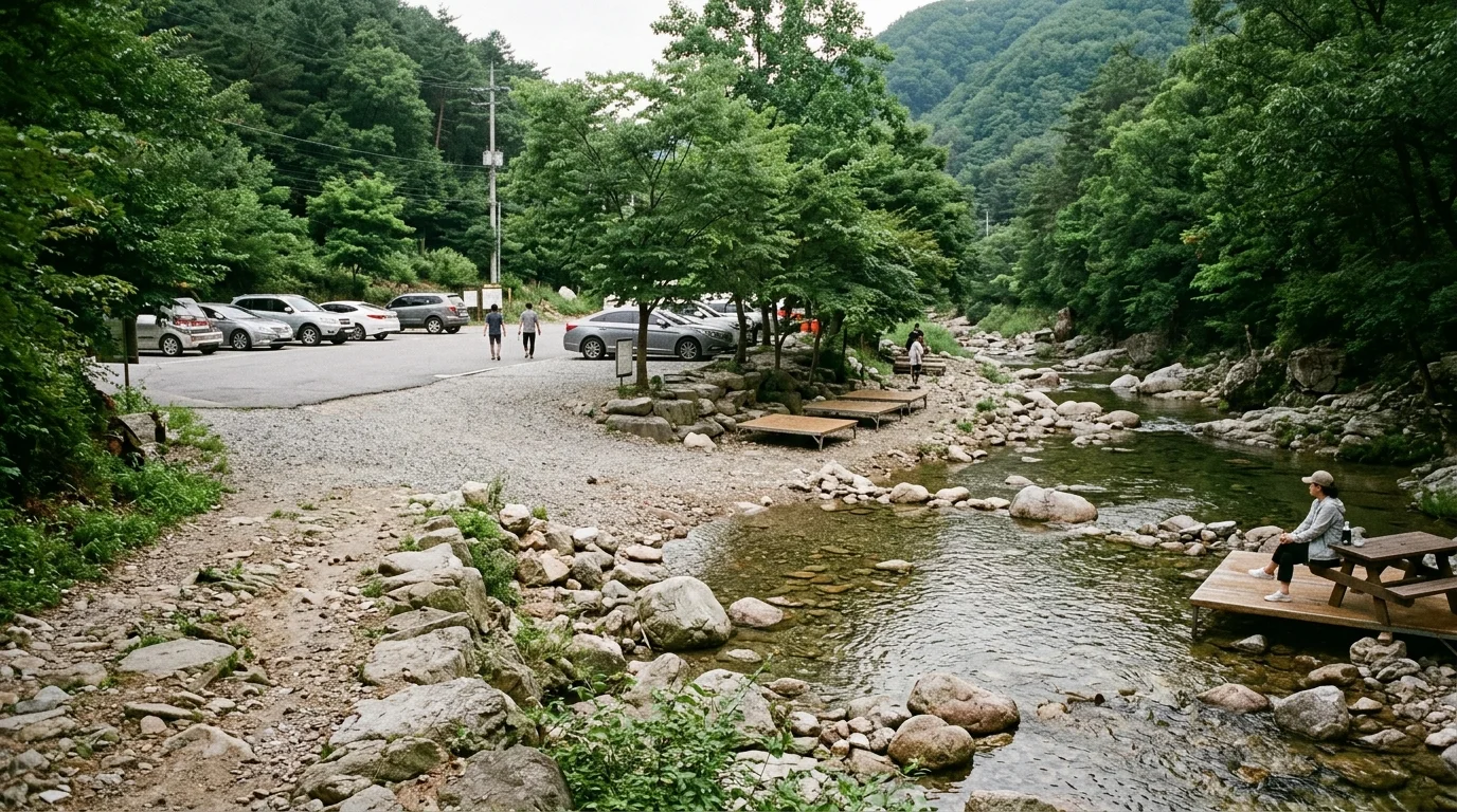 포천 백운계곡 얕은 물가라도 수위부터 다시 본다