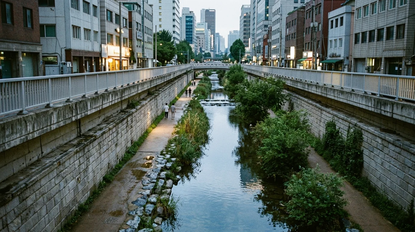서울 청계천 사진이 남는 구간은 보행 흐름을 끊지 않는다