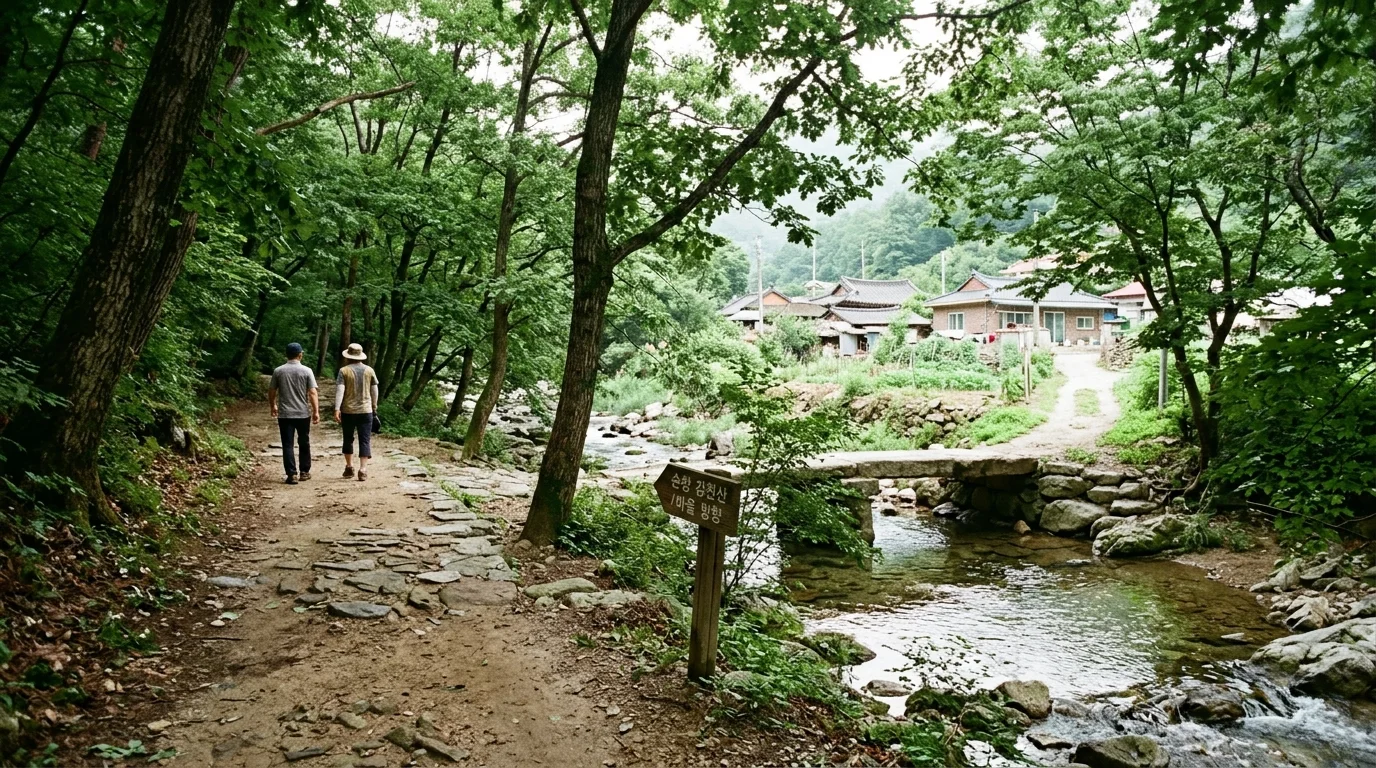 순창 강천산계곡 마을 쪽으로 빠지는 동선을 남겨둔다