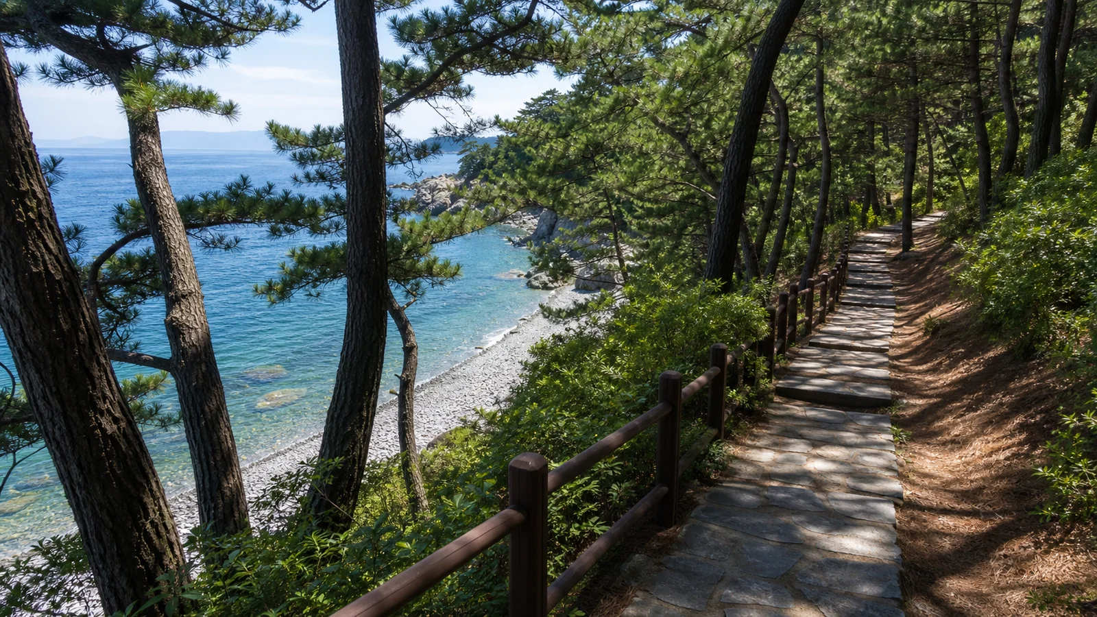 거제 학동몽돌해변 위쪽 숲그늘 산책길