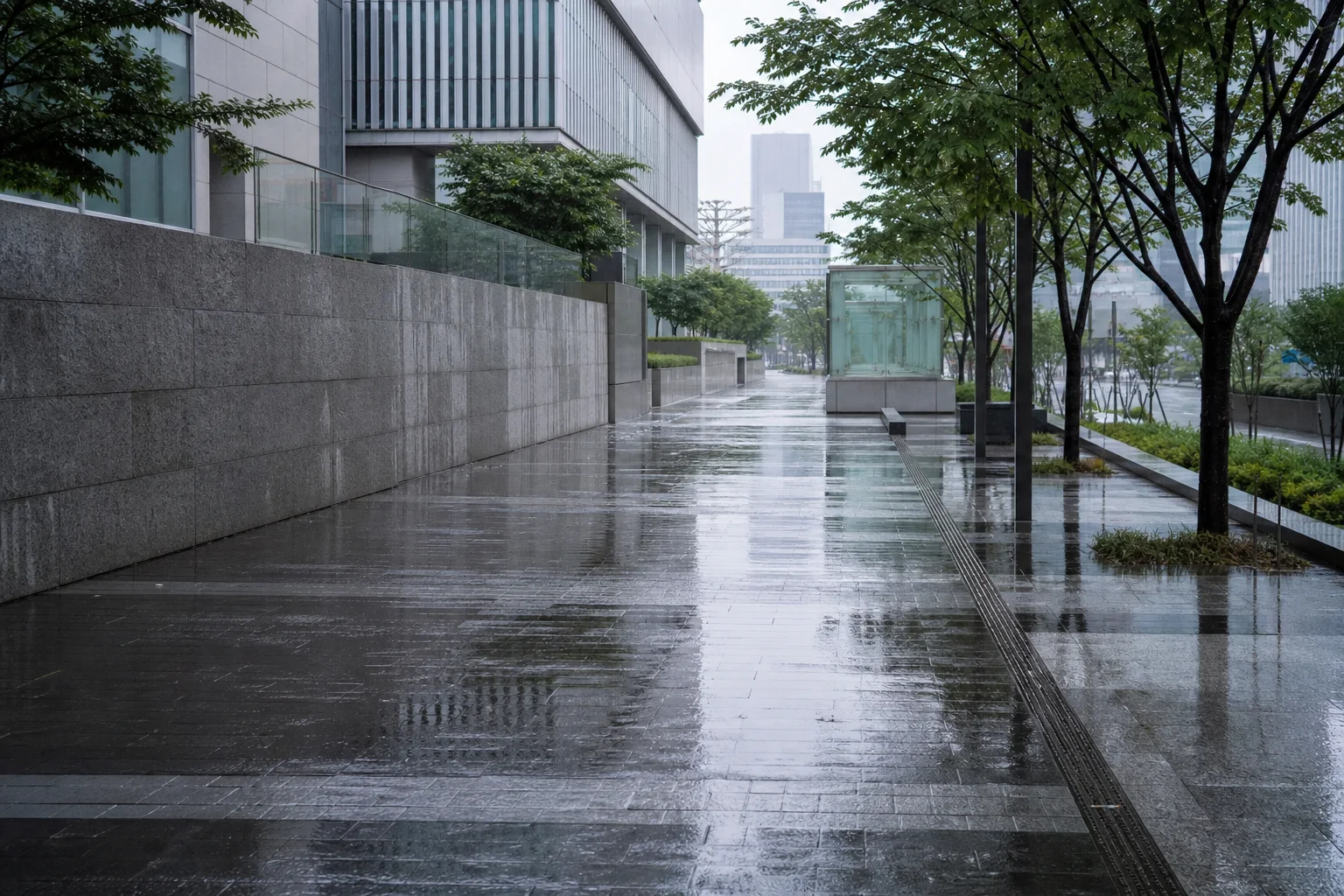 비 오는 정동길 도심 보행 동선