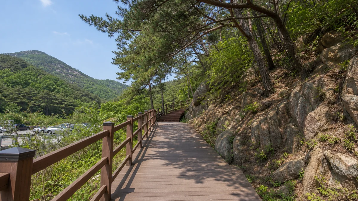 백화산 자락으로 이어지는 데크·주차 접근 동선
