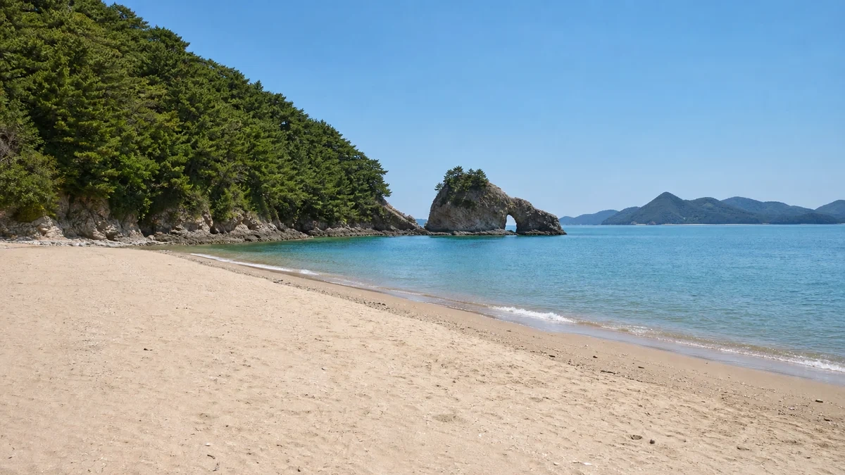 남일대 주변 해안 쉼터와 숲 가장자리의 체류 공간