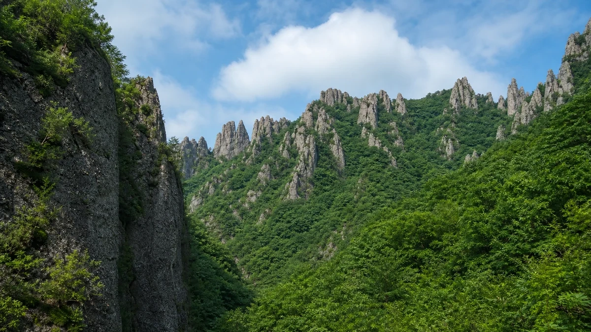 주왕산 입구에서 바라본 기암 대표 전경
