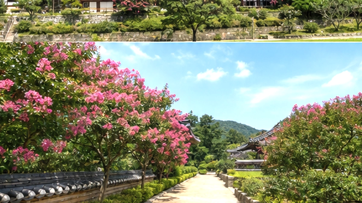 꽃길과 낮은 담, 정원 전망이 이어지는 동선