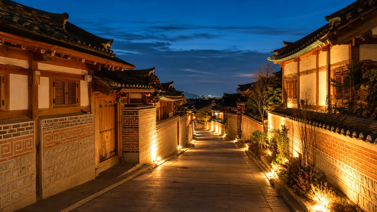 전주 한옥마을 귀가길 야간 보행로
