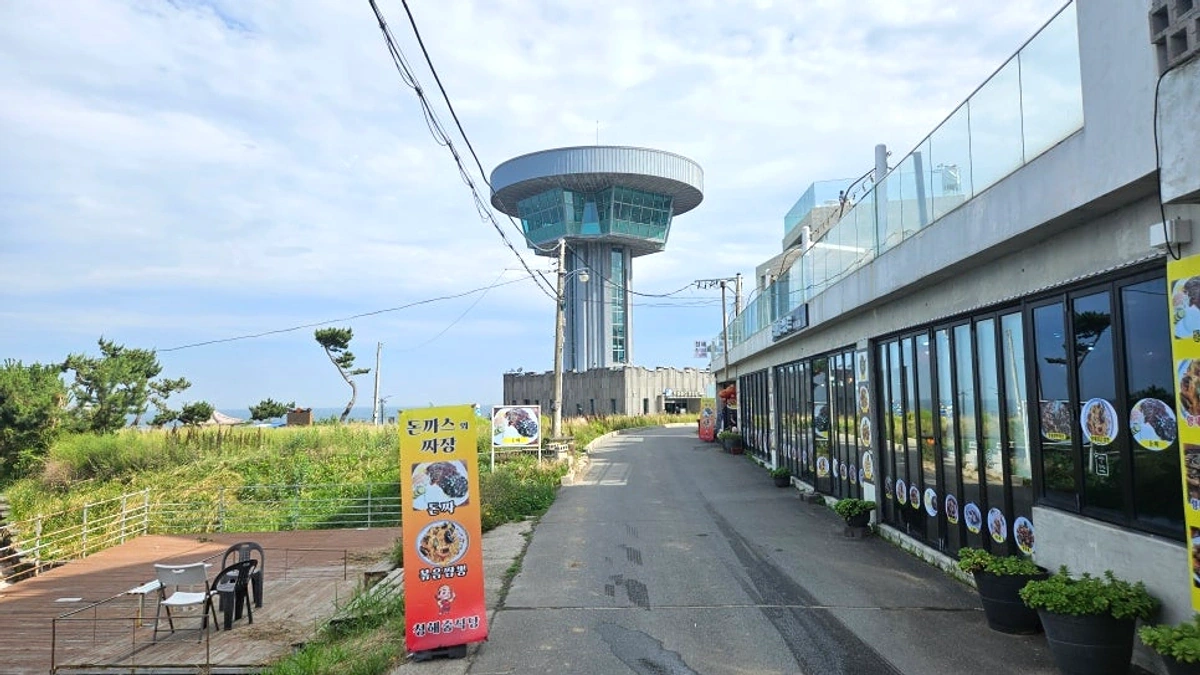 경주 양남 주상절리와 푸른 동해가 함께 보이는 해안