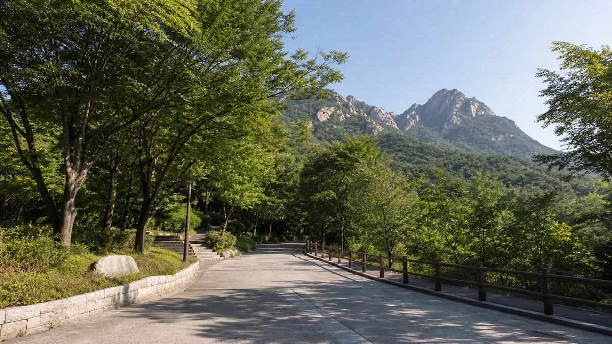 서울대입구 쪽 관악산공원으로 이어지는 나무 그늘 접근 동선