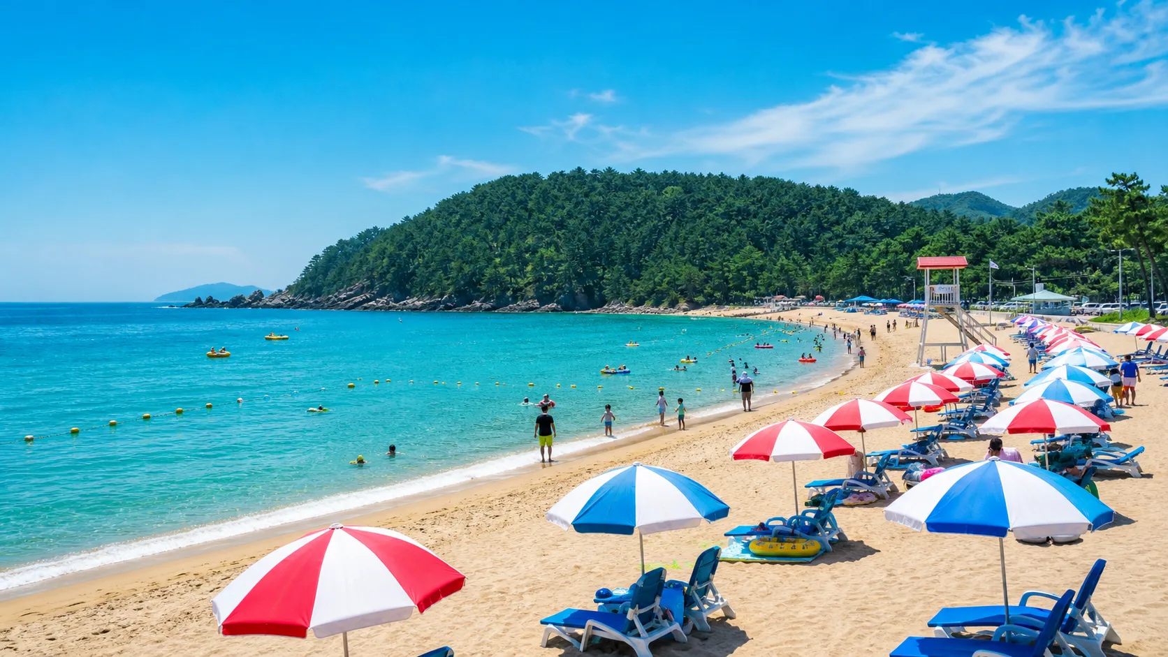 Vui chơi dưới nước mùa hè và khu vực an toàn tại Bãi biển Namildae