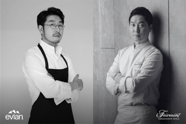 페어몬트 앰배서더 서울이 박준우 셰프와 ‘마리포사’의 이대건 셰프가 함께 선보인 ‘에비앙 포핸즈 컬레버레이션’을 11월22일부터 23일 양일간 진행했다 / 페어몬트 앰버서더 서울